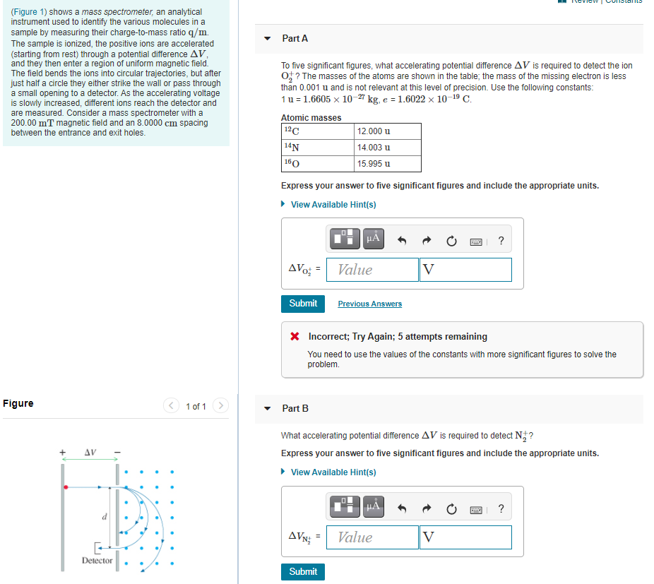 Solved Part A (Figure 1) shows a mass spectrometer, an | Chegg.com