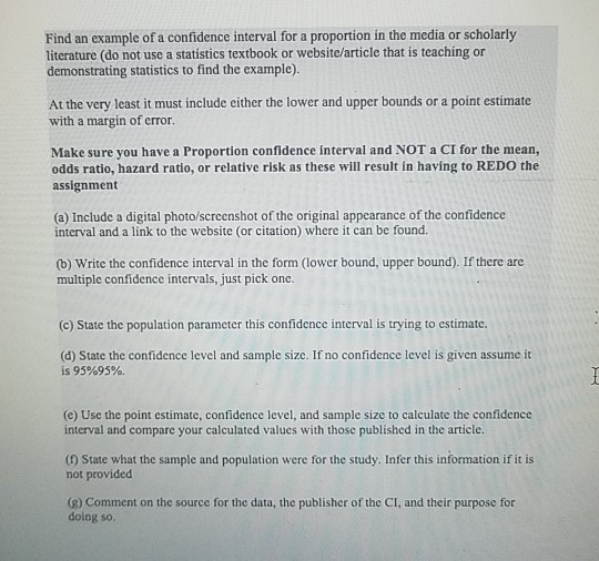Solved Find an example of a confidence interval for a | Chegg.com