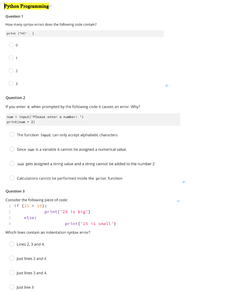 Solved Python Programming Question 1 How Many Syntax Errors | Chegg.com