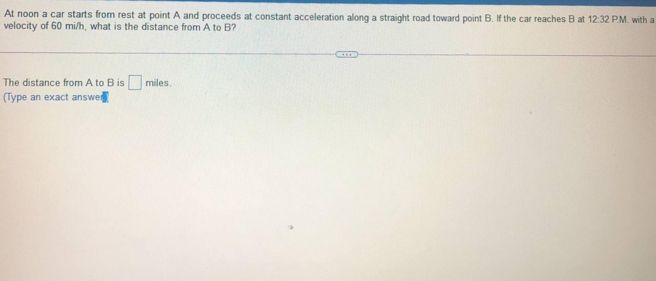 Solved At noon a car starts from rest at point A and | Chegg.com