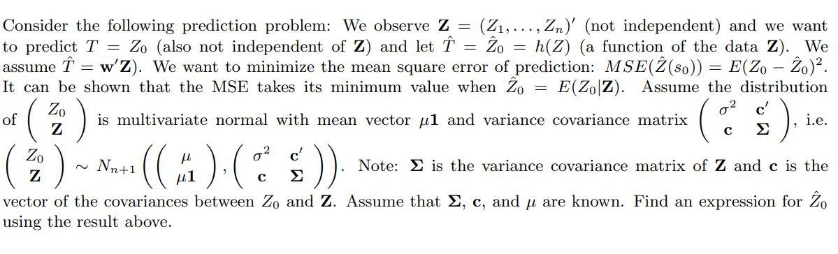 Solved = = = Consider The Following Prediction Problem: We | Chegg.com