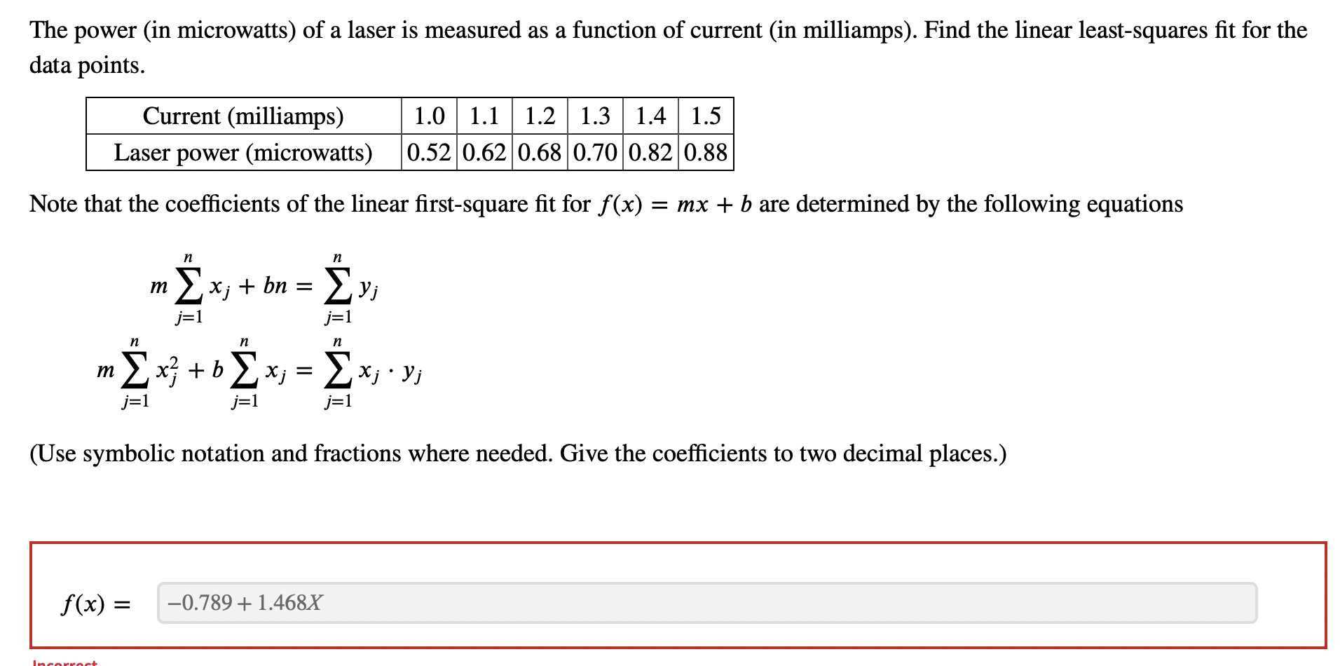 Solved The power (in microwatts) of a laser is measured as a | Chegg.com