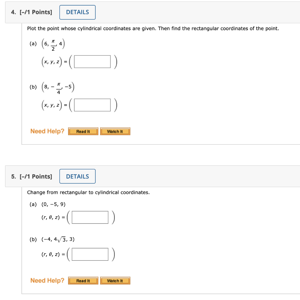 Solved 4. [-/1 Points] DETAILS Plot the point whose | Chegg.com