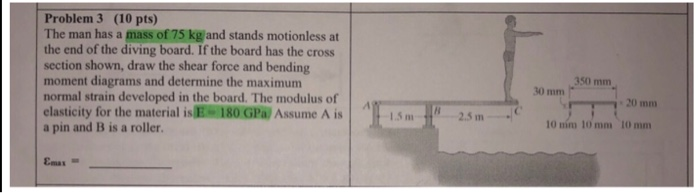 Solved Problem 3 (10 Pts) The Man Has A Mass Of 75 Kg/and | Chegg.com