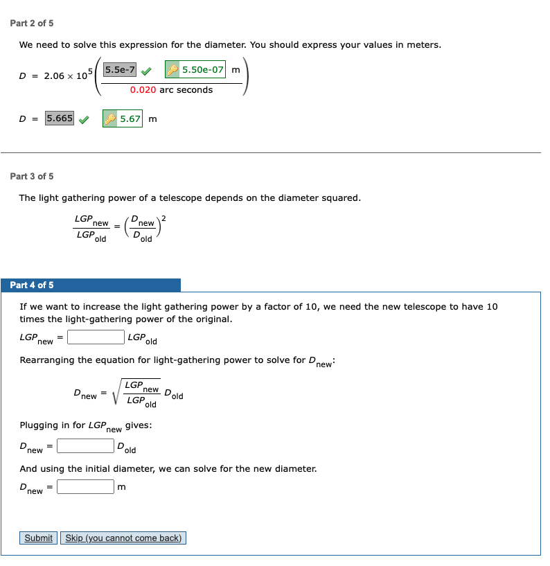 Solved If we want to increase the light gathering power by a