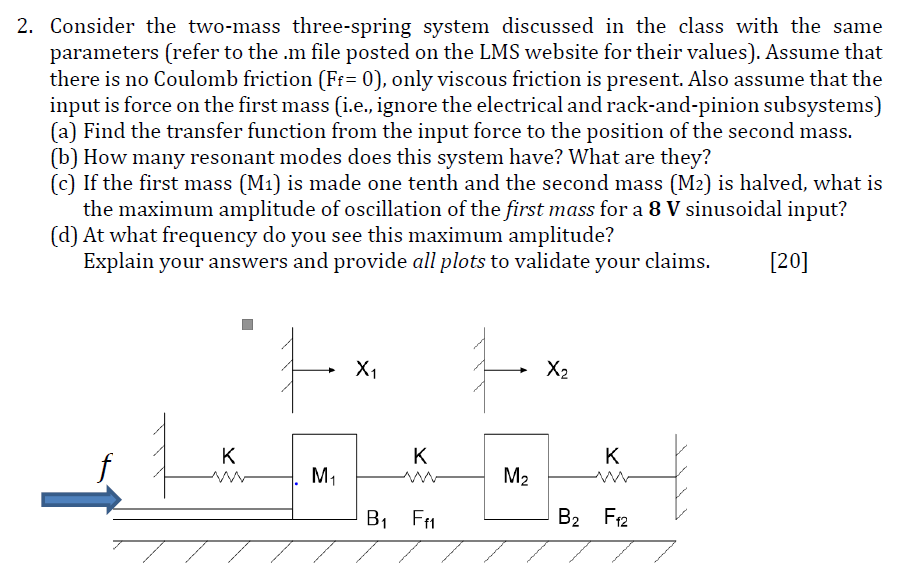 2 Consider The Two Mass Three Spring System