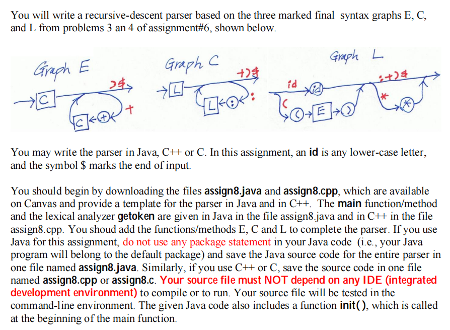 You will write a recursive-descent parser based on | Chegg.com