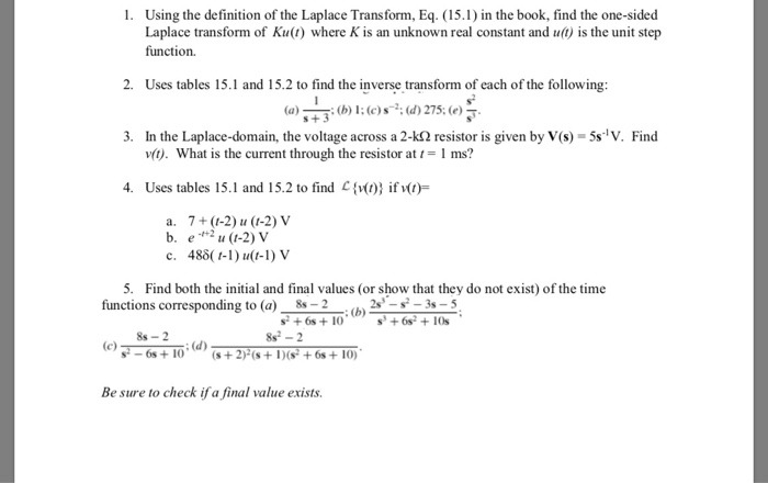 Solved 1. Using the definition of the Laplace Transform, Eq. | Chegg.com