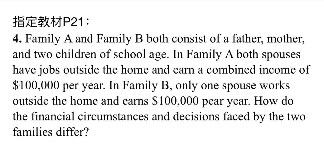 Solved PP21 4 Family A And Family B Both Consist Of A Chegg