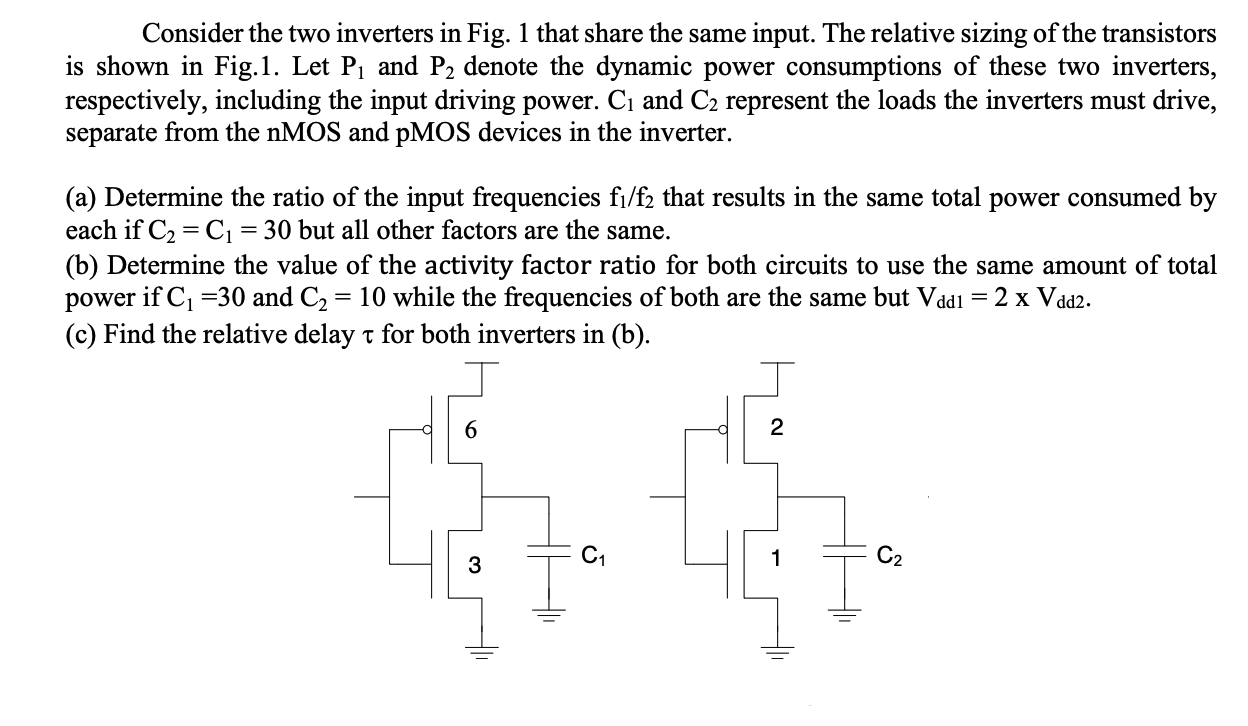 Solved Consider the two inverters in Fig. 1 that share the | Chegg.com