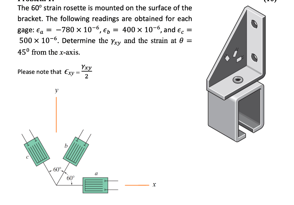 Solved The 60∘ strain rosette is mounted on the surface of | Chegg.com