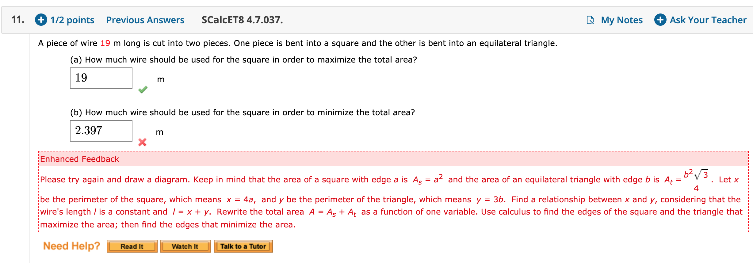 Solved 11. + /1 points SCalcET8 3.10.036. My Notes + Ask