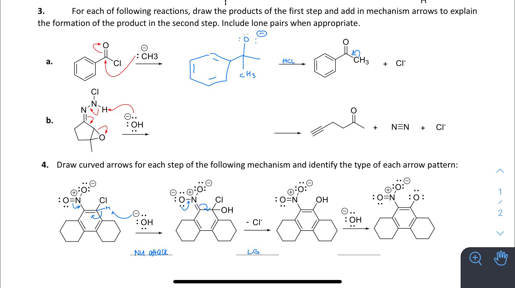 Solved 3. For each of following reactions, draw the products | Chegg.com