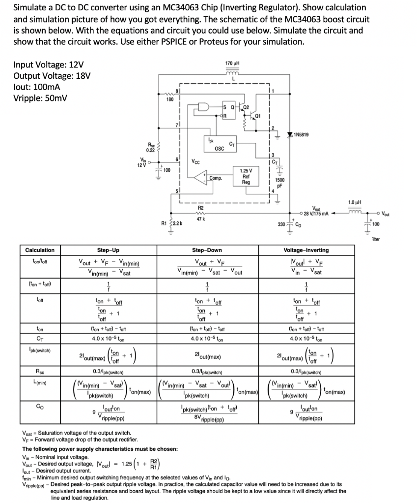 Simulate A DC To DC Converter Using An MC34063 Chip | Chegg.com