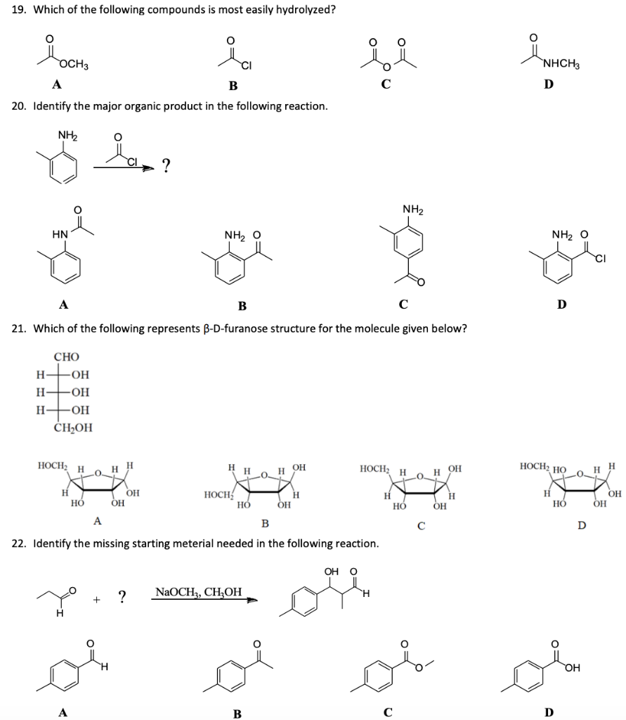 Solved 19. Which of the following compounds is most easily | Chegg.com