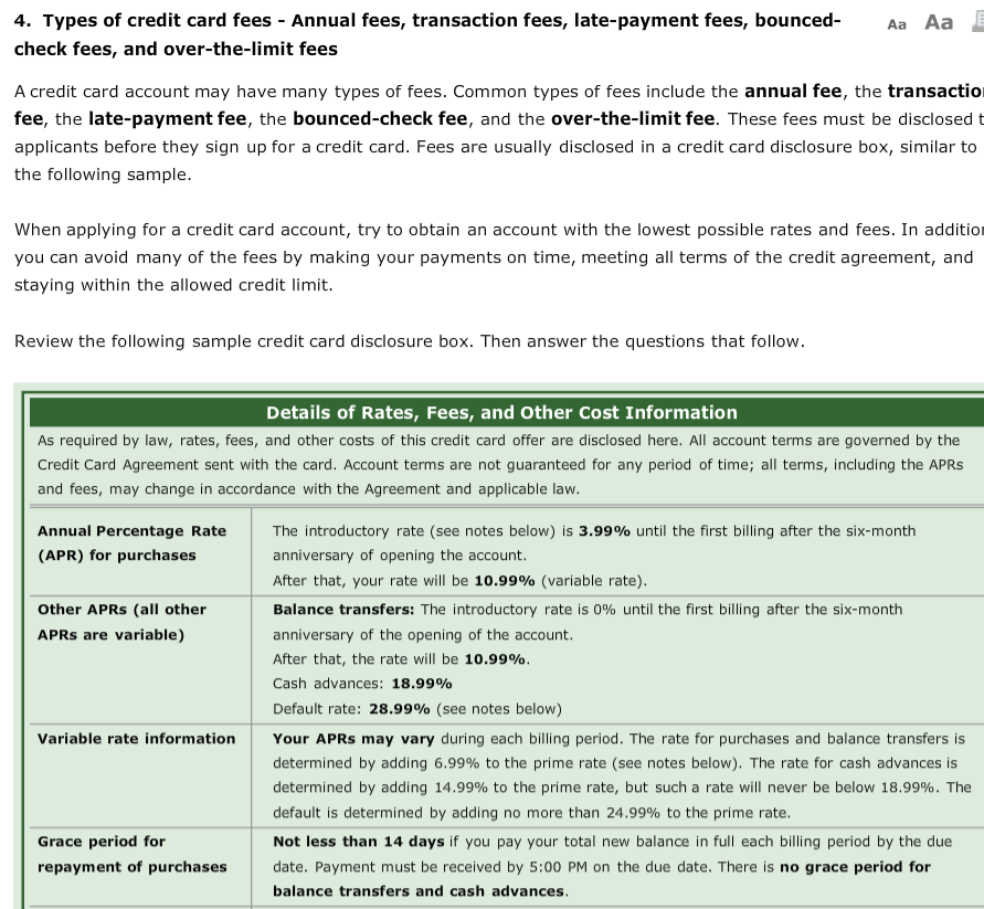 solved-4-types-of-credit-card-fees-annual-fees-chegg