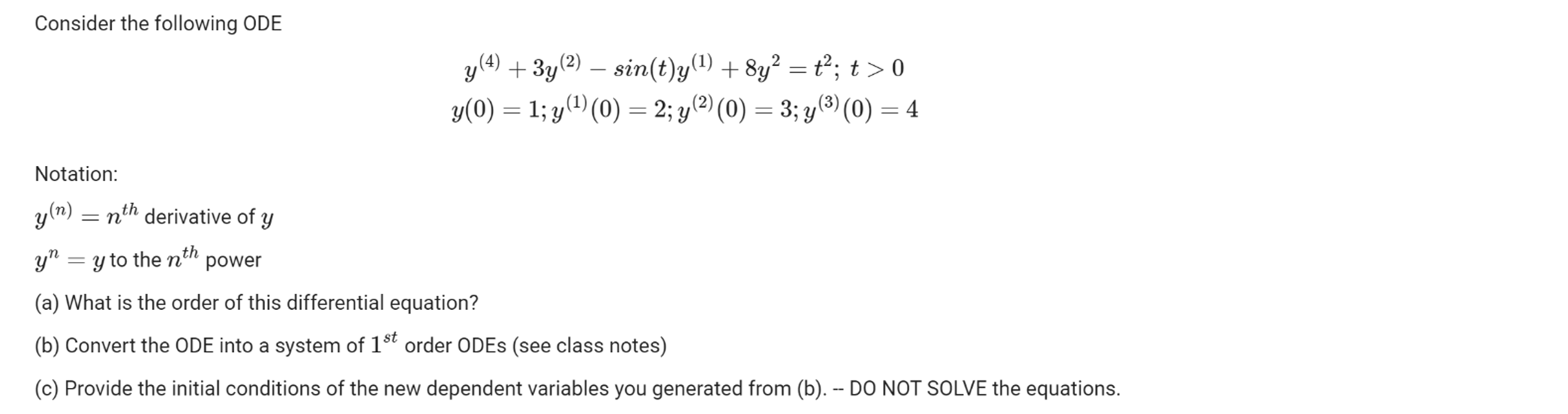 Solved Consider the following ODE | Chegg.com