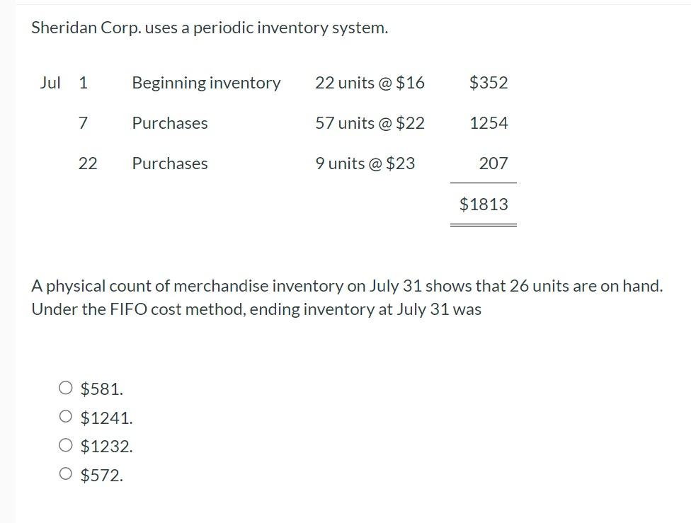 Solved Sheridan Corp. uses a periodic inventory system. A | Chegg.com