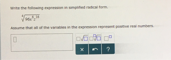 Solved Write the following expression in simplified radical | Chegg.com