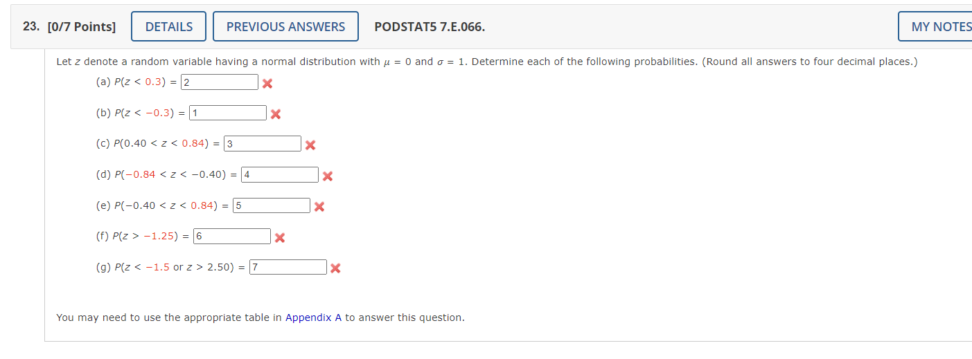 Solved 23. [0/7 Points] DETAILS PREVIOUS ANSWERS PODSTAT5 | Chegg.com