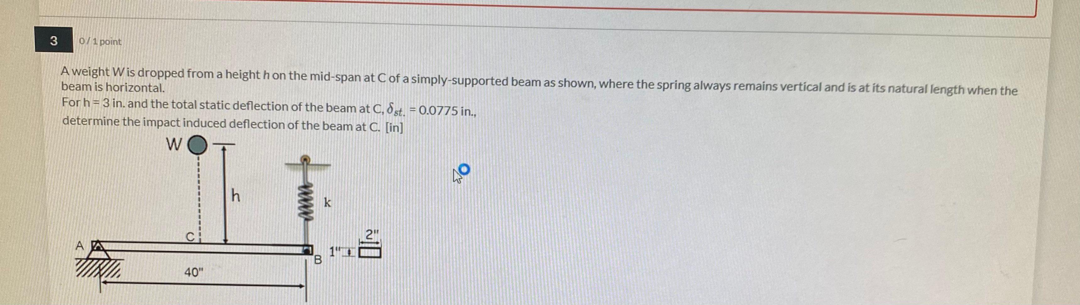 Solved beam is horizontal. For h=3 in. and the total static | Chegg.com