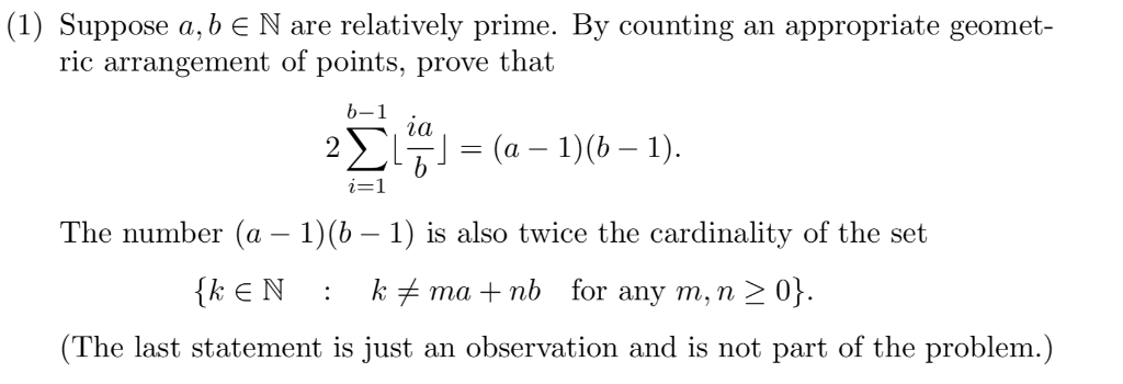 Solved (1) Suppose a, b E N are relatively prime. By | Chegg.com