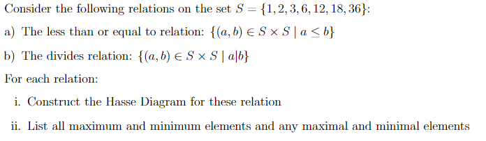 Solved Consider the following relations on the set S = | Chegg.com