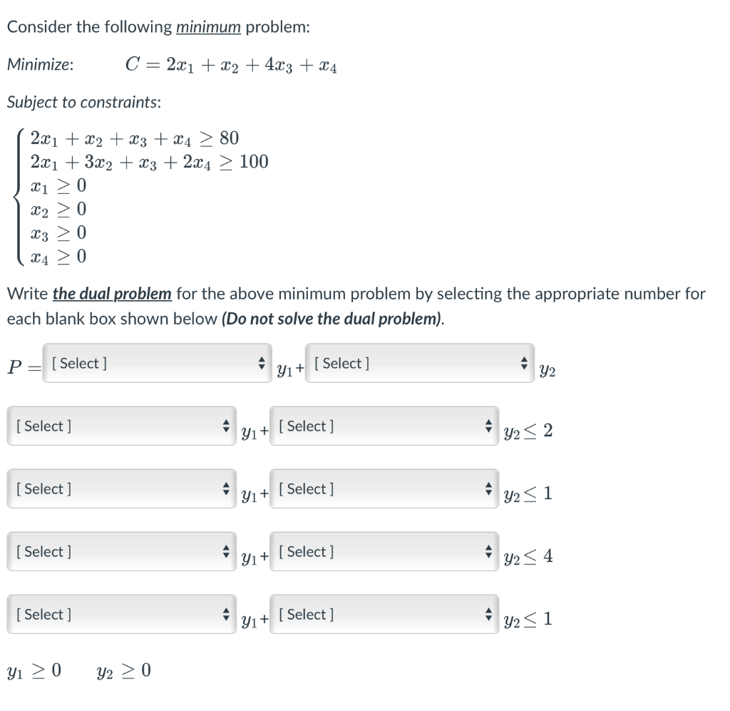 Solved Consider the following minimum problem: Minimize: C = | Chegg.com