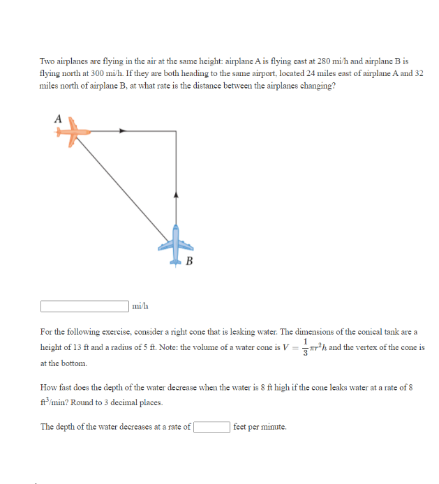 Solved Two Airplanes Are Flying In The Air At The Same | Chegg.com