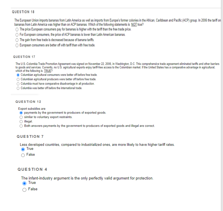 Solved Question 18 The European Union Imports Bananas From 