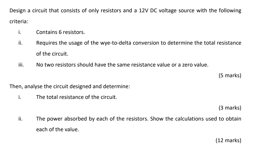 Solved Design a circuit that consists of only resistors and | Chegg.com