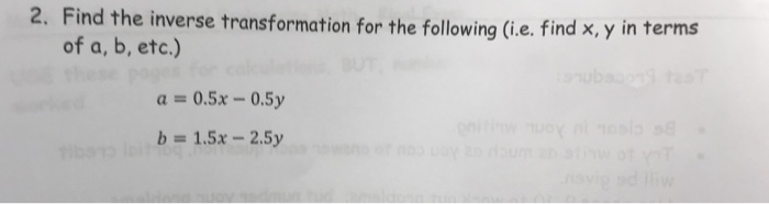 Solved 2. Find the inverse transformation for the following | Chegg.com
