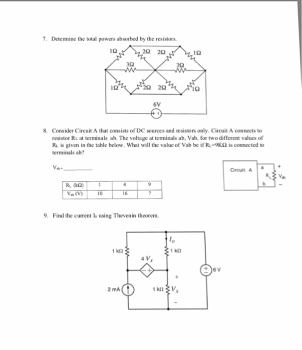 Solved I. Determine the Thevenin equivalent circuit as | Chegg.com