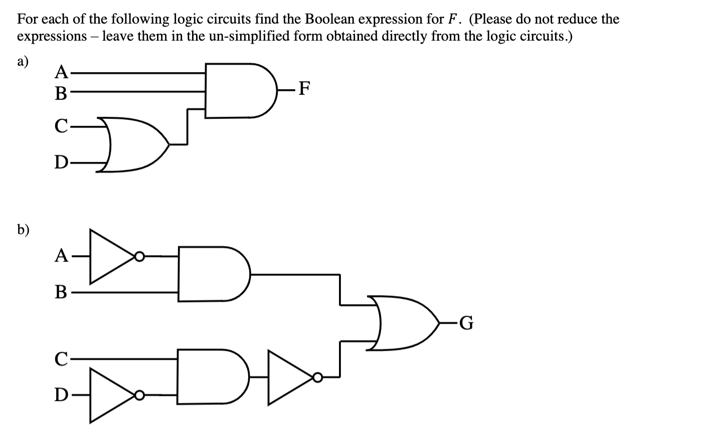 Solved For each of the following logic circuits find the | Chegg.com