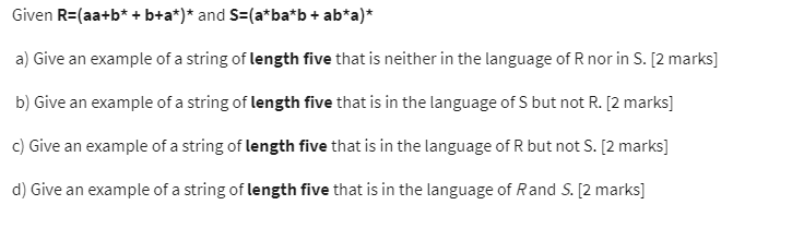 Solved Given R=(a+b⋆+b+a⋆)⋆ And S=(a⋆ba⋆b+ab⋆a)⋆ A) Give An | Chegg.com