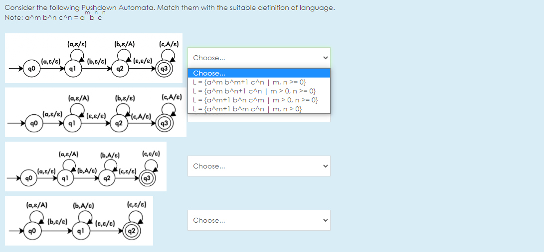 Solved Consider the following Pushdown Automata. Match them | Chegg.com