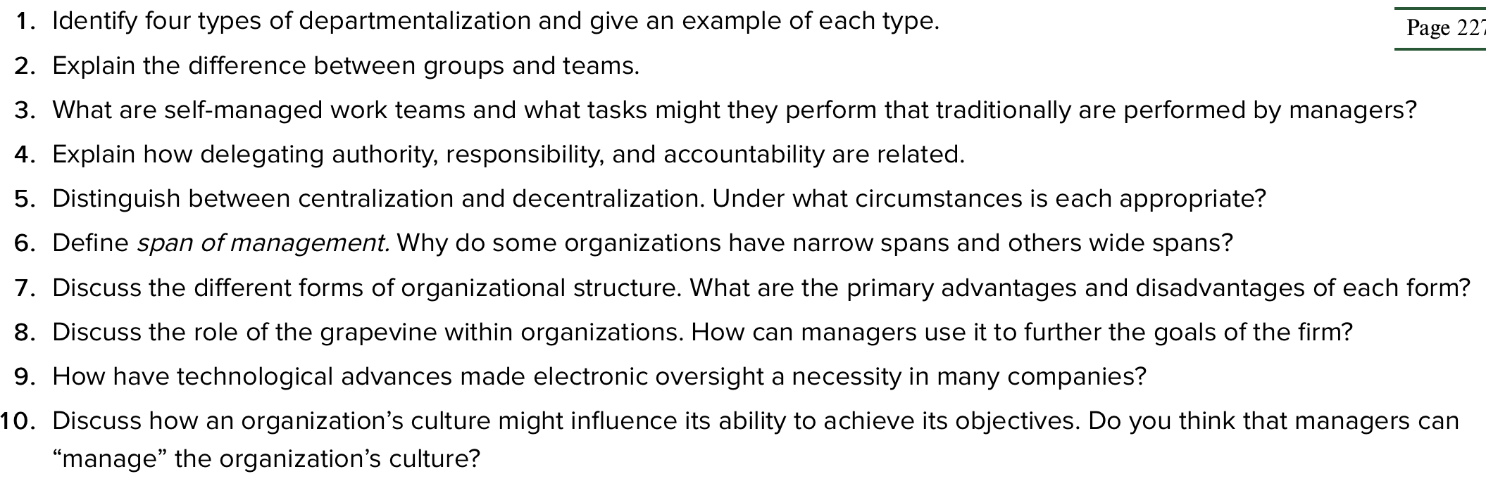 Solved 1. Identify four types of departmentalization and