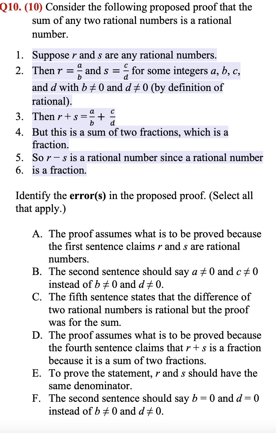 Solved 10. (10) Consider the following proposed proof that | Chegg.com