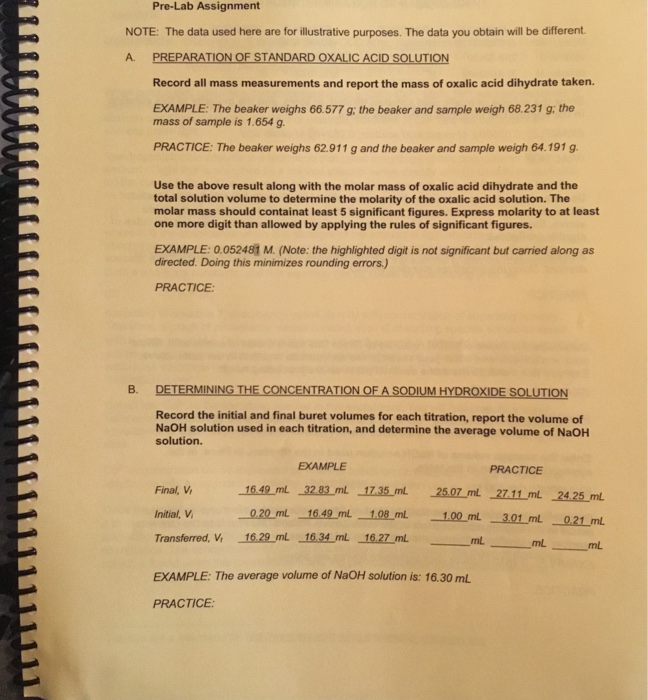 Solved Pre-Lab Assignment NOTE: The data used here are for | Chegg.com