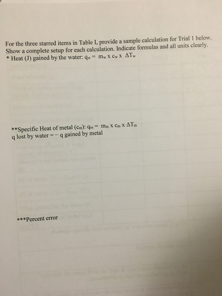 Solved Name Experiment 14 Calorimetry Report Sheet Section