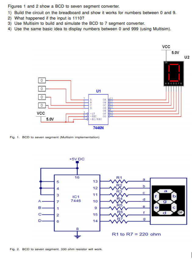 Solved Figures 1 and 2 show a BCD to seven segment | Chegg.com