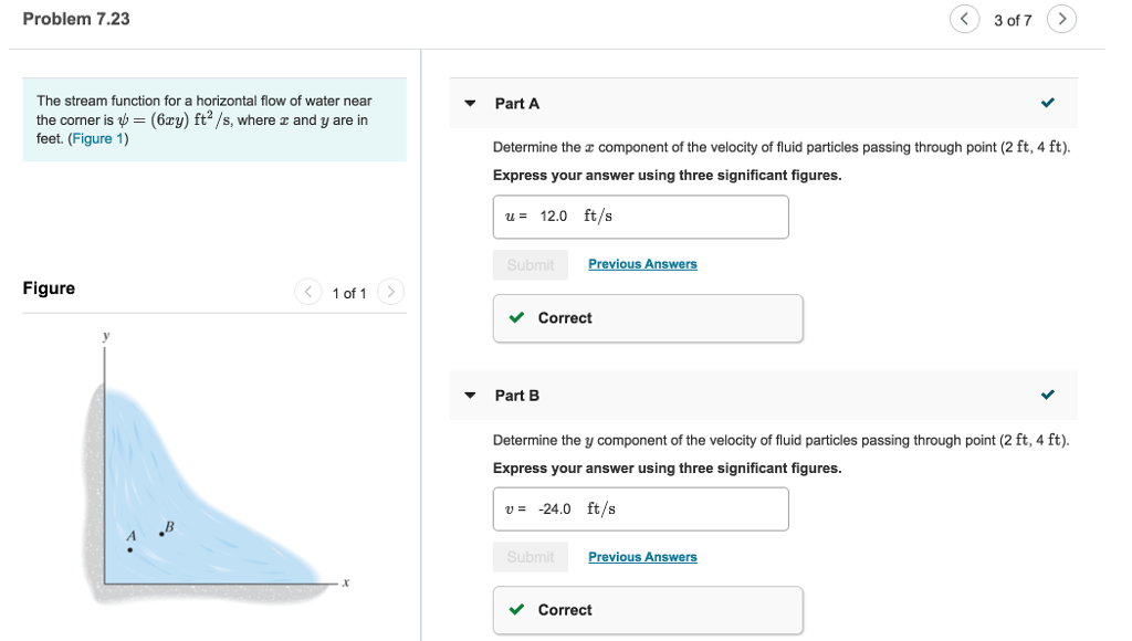 Solved Problem 7.23 3 of 7 The stream function for a | Chegg.com