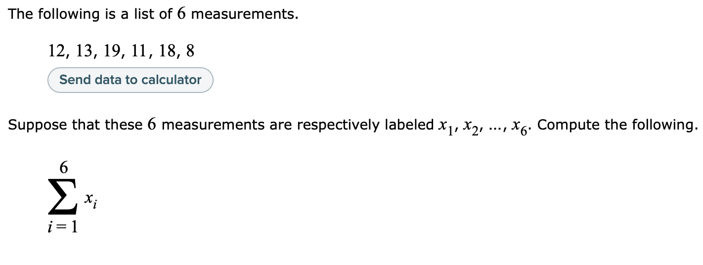 Solved The following is a list of 6 measurements. | Chegg.com
