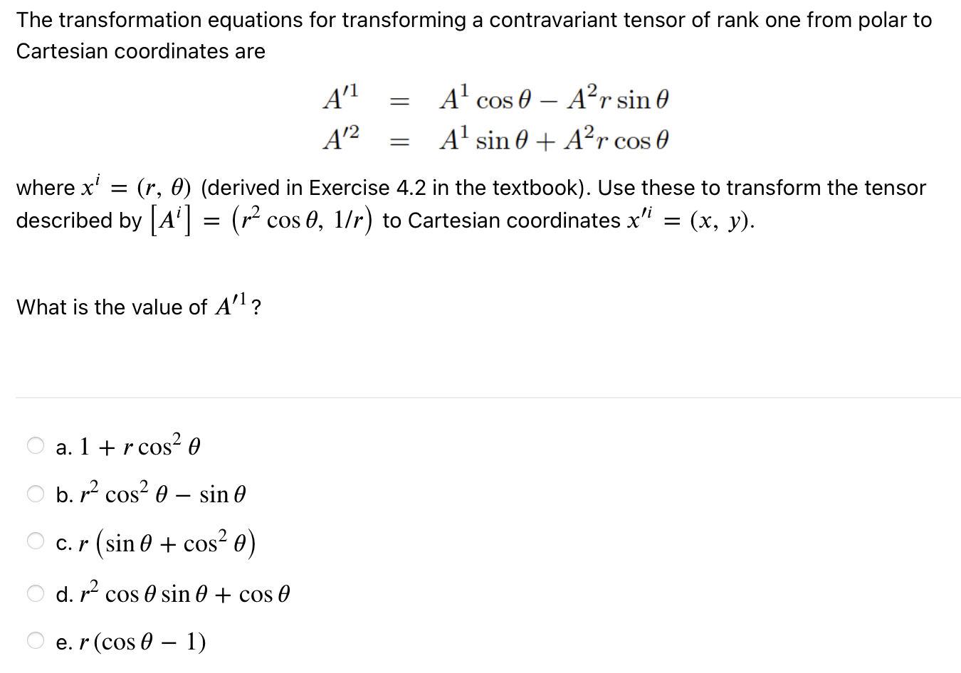 Solved The transformation equations for transforming a | Chegg.com