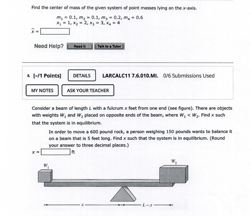 Solved Find the center of mass of the given system of point | Chegg.com