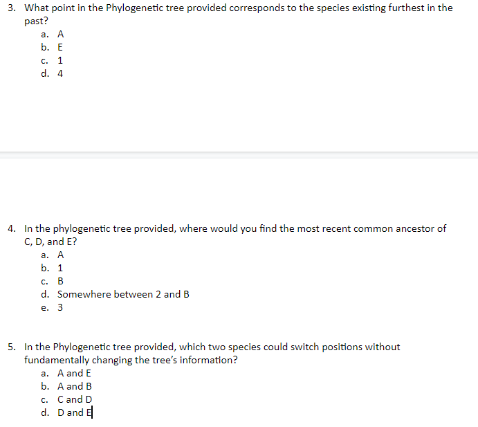 Solved Use this phylogenetic tree to answer questions 1-6 | Chegg.com
