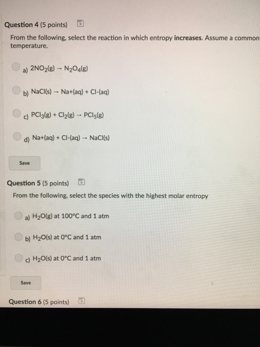 Solved Question 4 (5 points) From the following, select the | Chegg.com