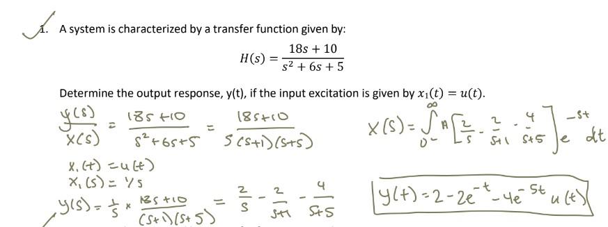 Solved 1. A system is characterized by a transfer function | Chegg.com