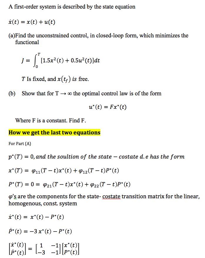 Solved A first-order system is described by the state | Chegg.com