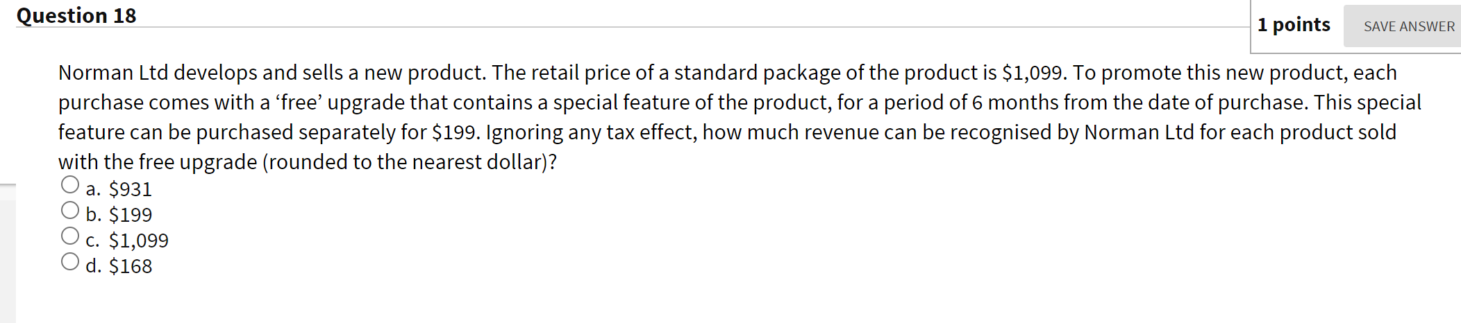 Solved Question 18 1 points SAVE ANSWER Norman Ltd develops | Chegg.com